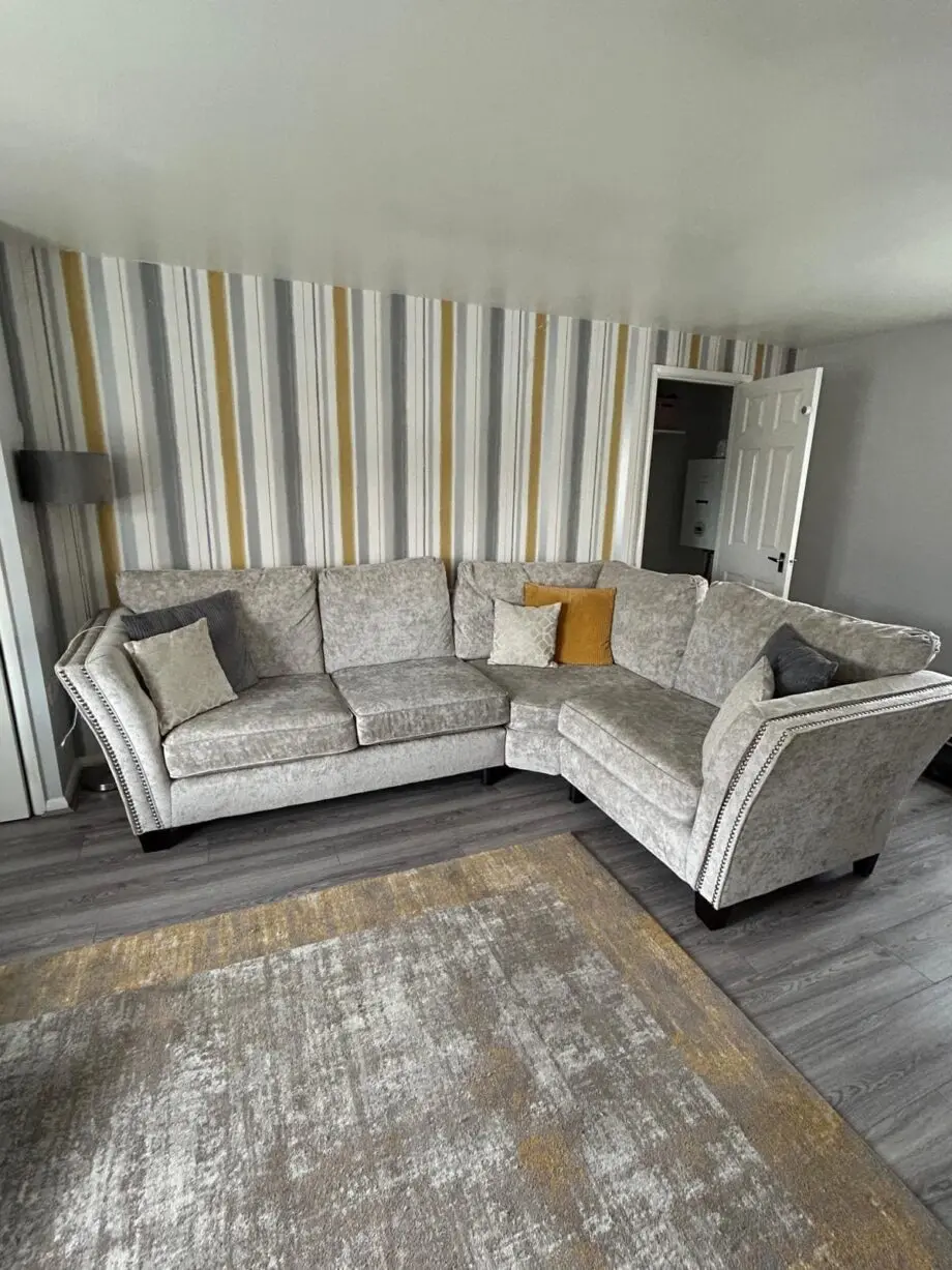SCS crushed velvet corner sofa in cream