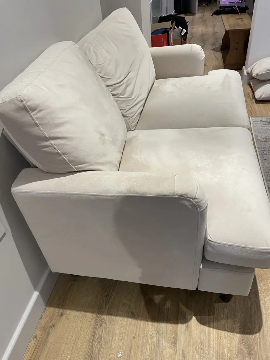 Brigette 2-Seater Beige Velvet Sofa with Antique Brass Castor Legs
