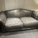 DFS grey leather 3 seater sofa