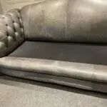 DFS grey leather 3 seater sofa
