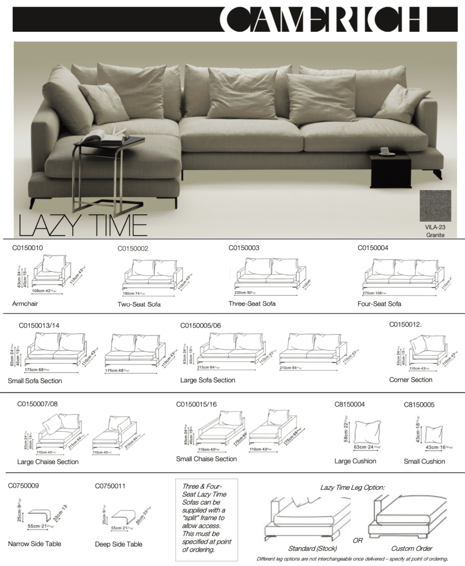Camerich Sofa (RRP £2,850) - Lazytime Plus L-Shape Configuration in Graphite colour.