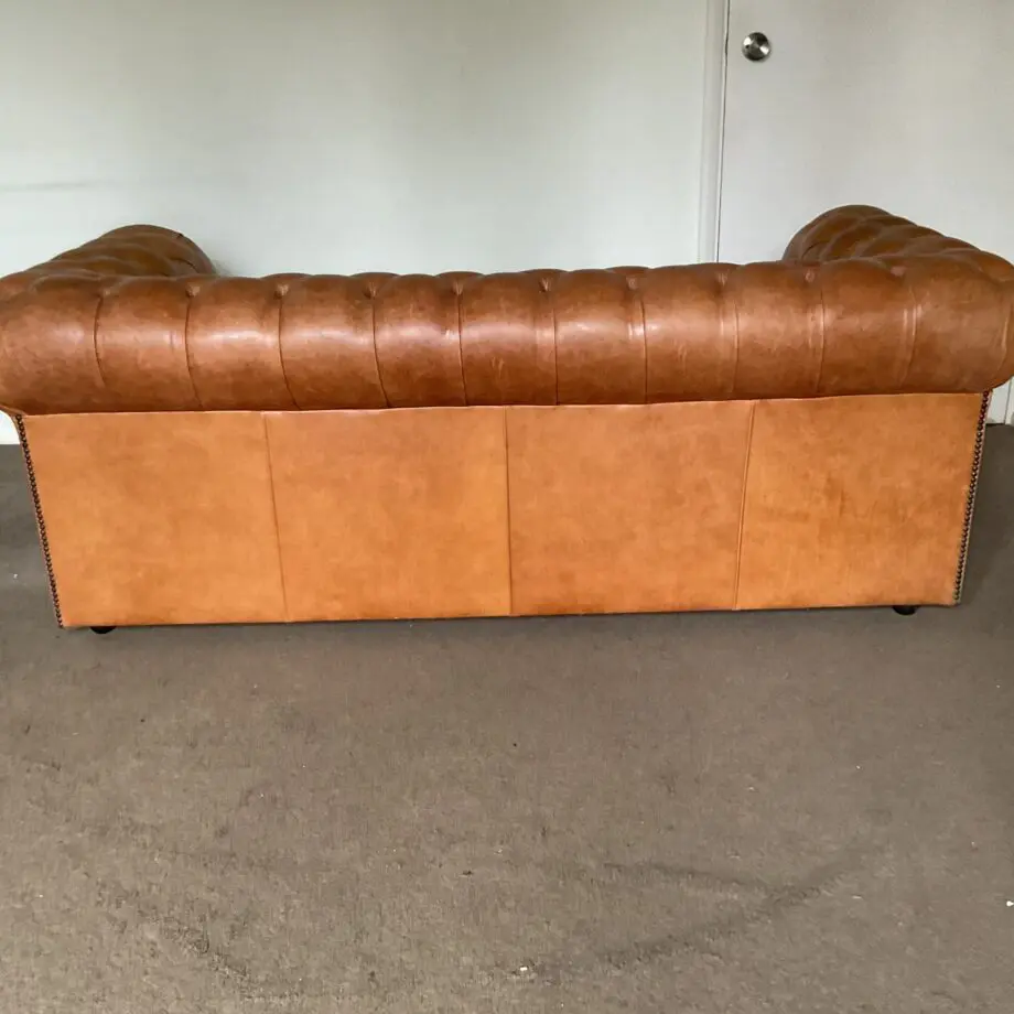 Saxon leather chesterfield 3 seater sofa brown
