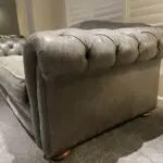 DFS grey leather 3 seater sofa