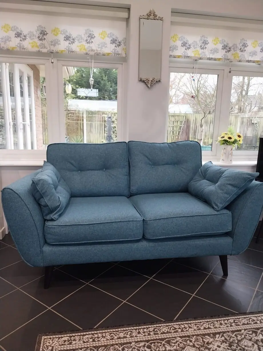 2 DFS Zinc Two Seater Sofas in Teal French Connection design