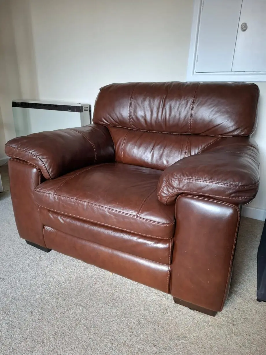 Brown Leather Sofa and matching chair