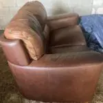 Brown leather sofa