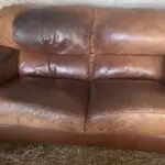 Brown leather sofa