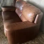 Brown leather sofa