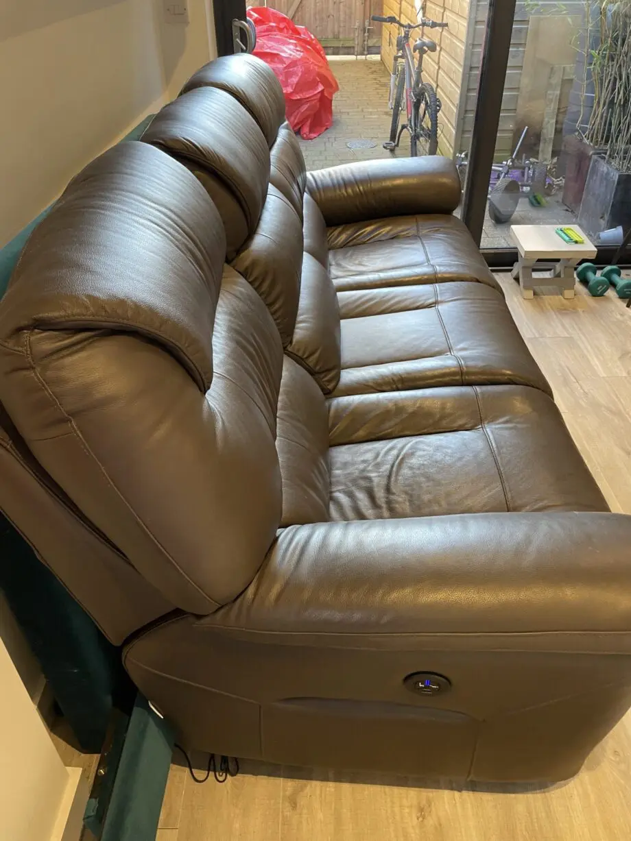 SCS - 3 seater sofa - power double recliner in mocha brown VGC