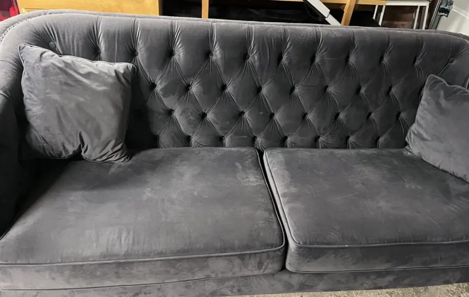 Tk max grey velvet feel three seater sofa
