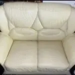 White Leather Sofa with wooden furnishings
