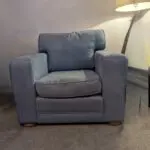 Powder Blue Suede Double and Single Sofa