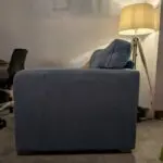 Powder Blue Suede Double and Single Sofa
