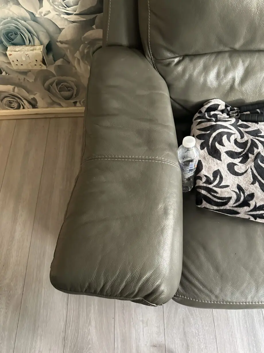Dfs grey leather 3 setter sofa