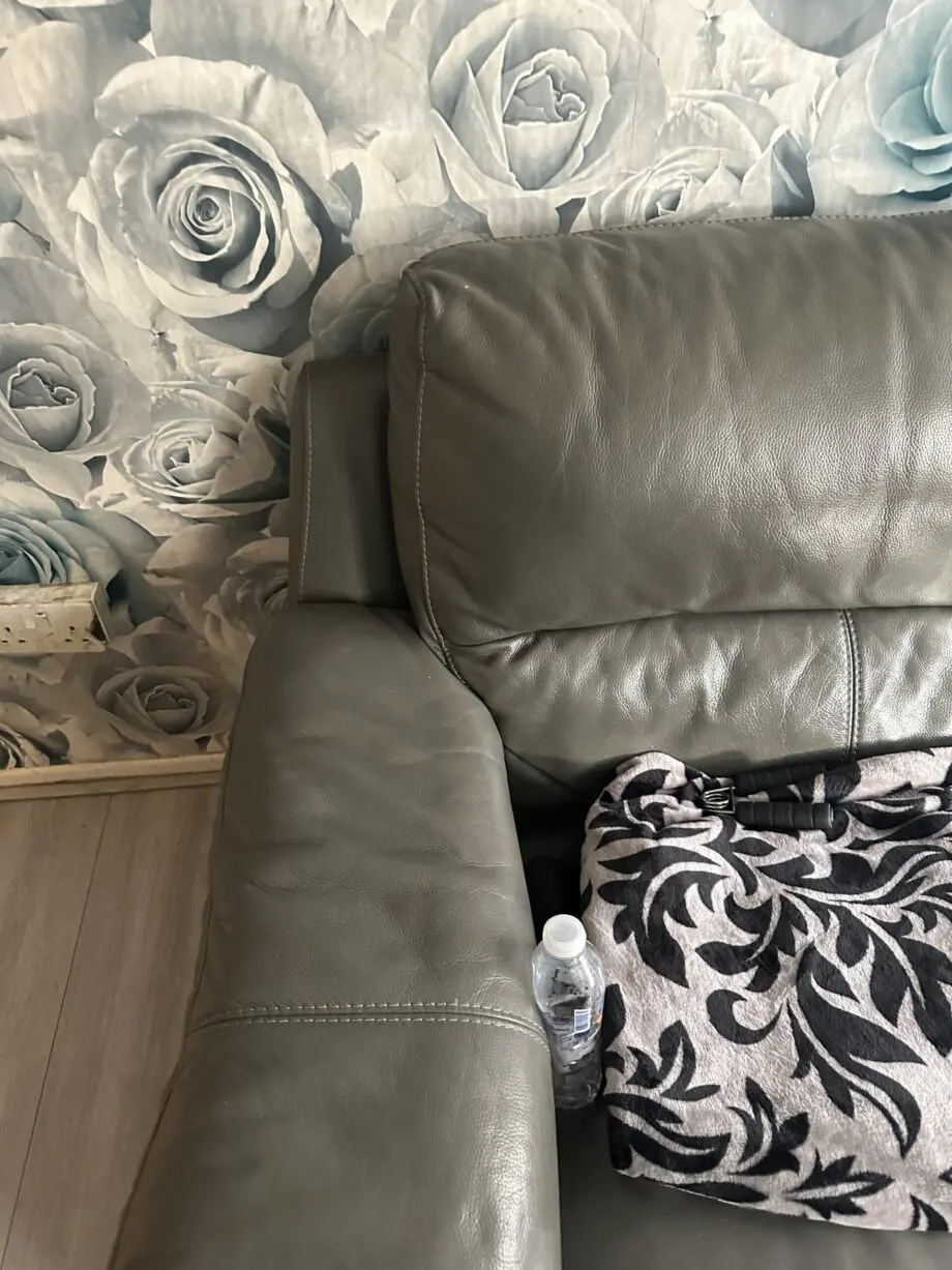 Dfs grey leather 3 setter sofa