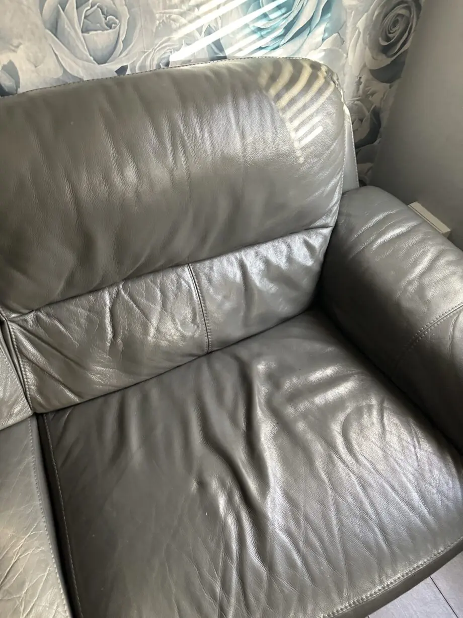 Dfs grey leather 3 setter sofa