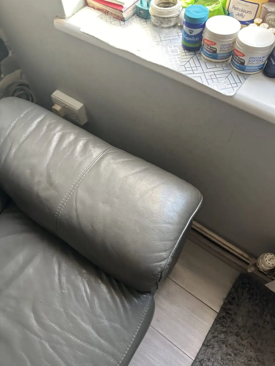 Dfs grey leather 3 setter sofa