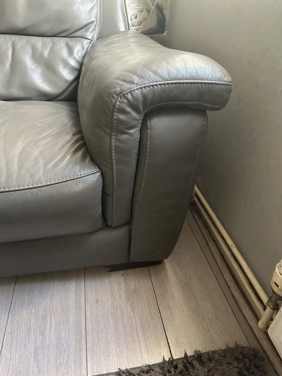 Dfs grey leather 3 setter sofa