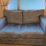 Powder Blue Suede Double and Single Sofa
