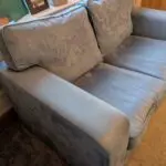 Powder Blue Suede Double and Single Sofa