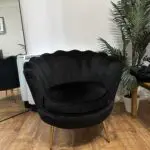 Mollis Plush Velvet Shell Chair & 3 Seater Sofa Set In Black × 1