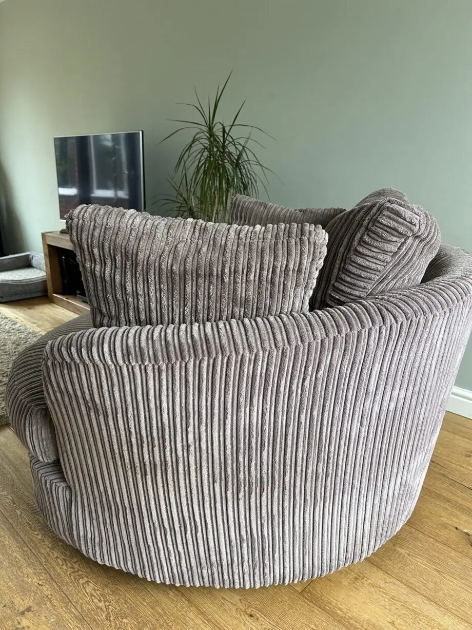 DFS Grey 3 seater sofa and cuddle chair
