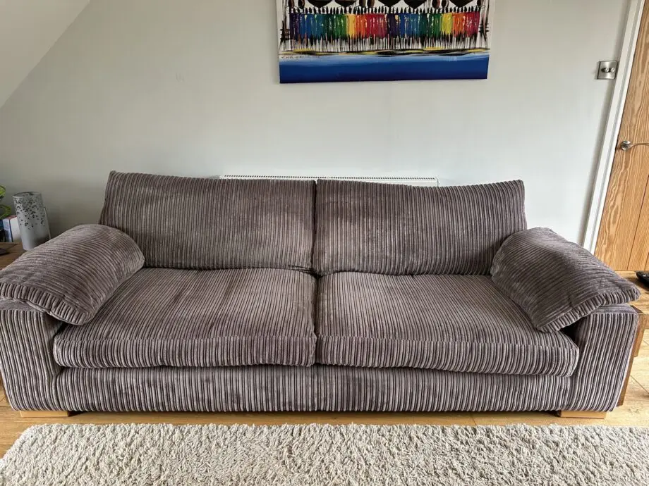 DFS Grey 3 seater sofa and cuddle chair