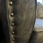 Paisley grey studded sofas and Banquet foot stall