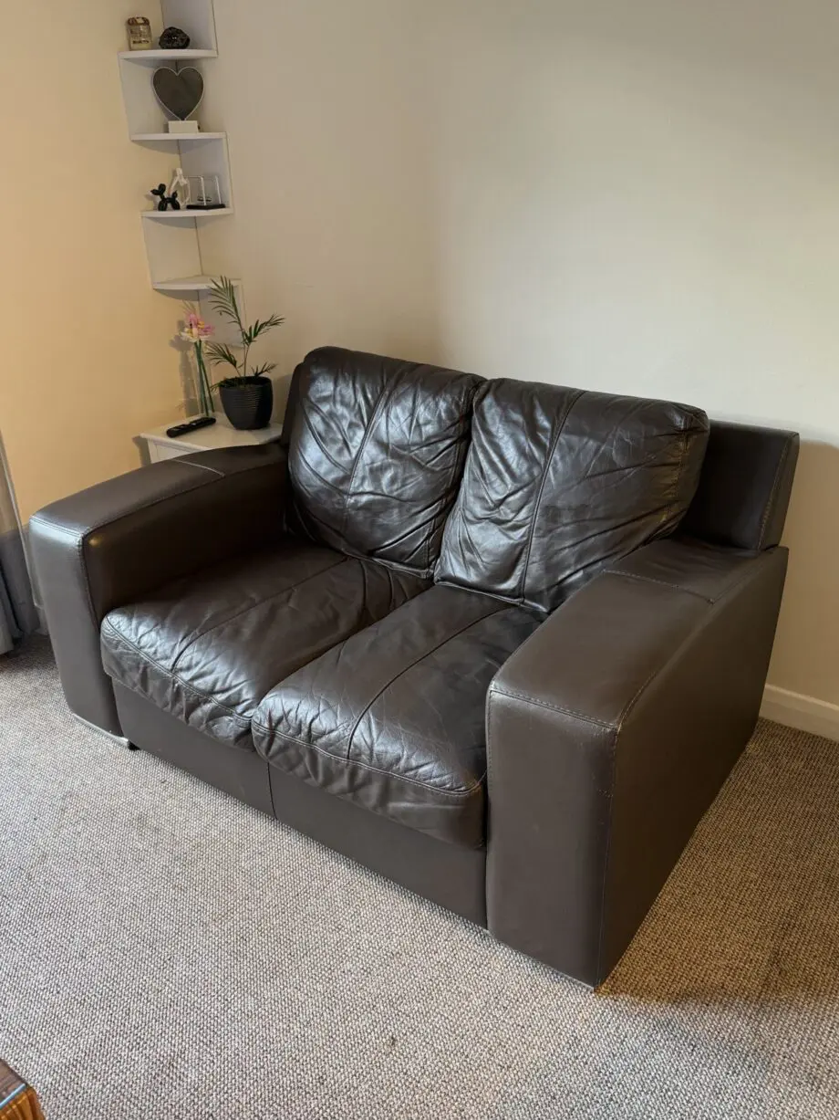 Brown Leather 2 Seater