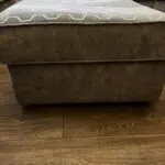 Paisley grey studded sofas and Banquet foot stall