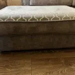 Paisley grey studded sofas and Banquet foot stall