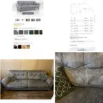 Paisley grey studded sofas and Banquet foot stall