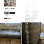 Paisley grey studded sofas and Banquet foot stall
