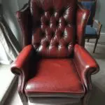 Traditional Leather Chesterfield Reclining Armchair in Deep Burgundy (maroon)