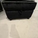 DFS Black crushed velvet 3 seater sofa Bed with arm chair and footstall