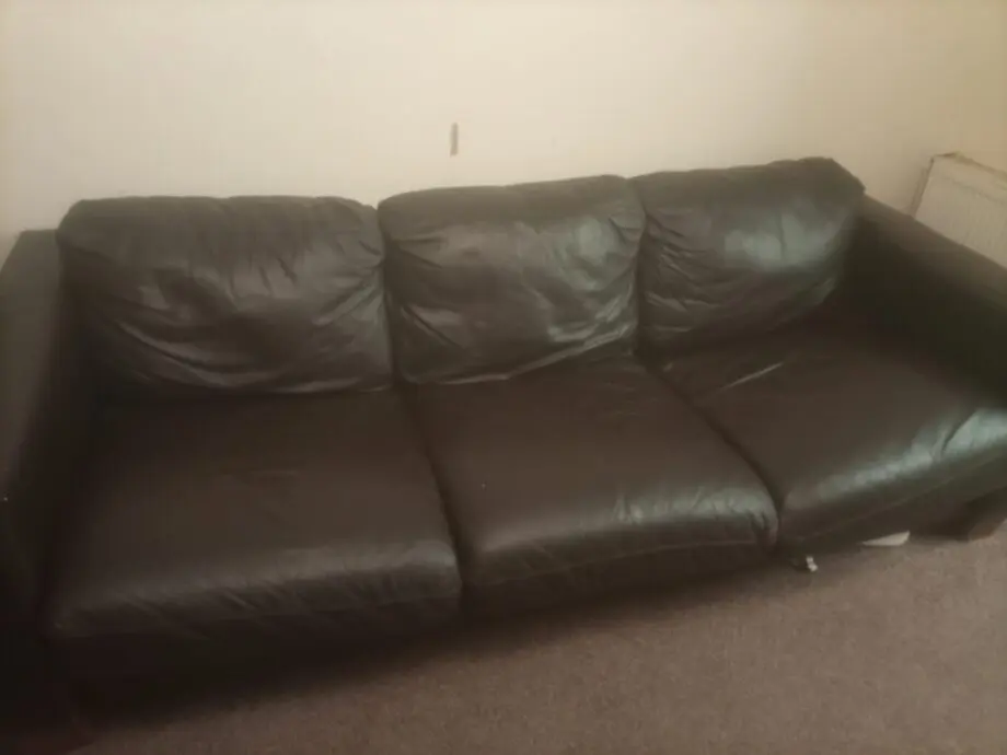 Dark brown 3 seater leather sofa