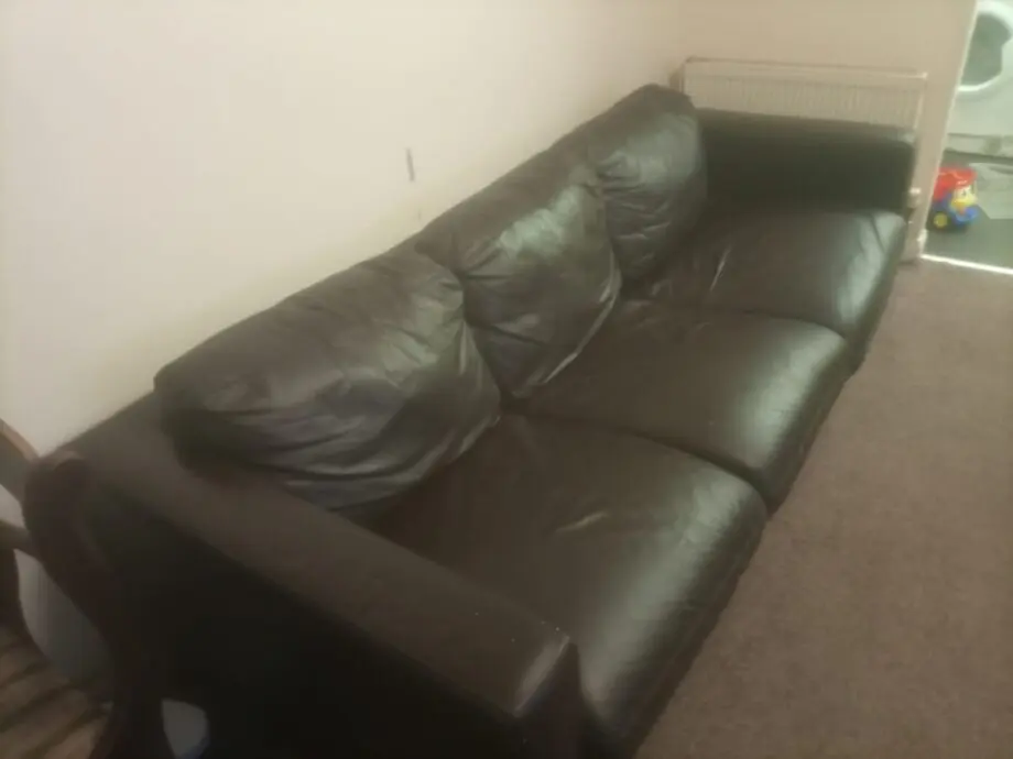 Dark brown 3 seater leather sofa