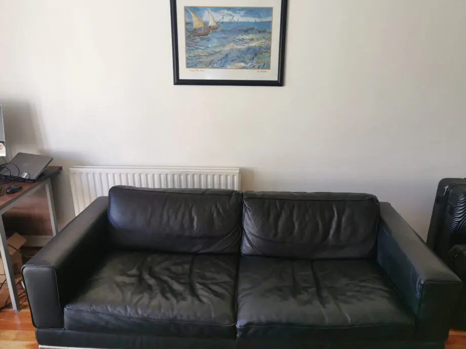 Black leather 3 seater