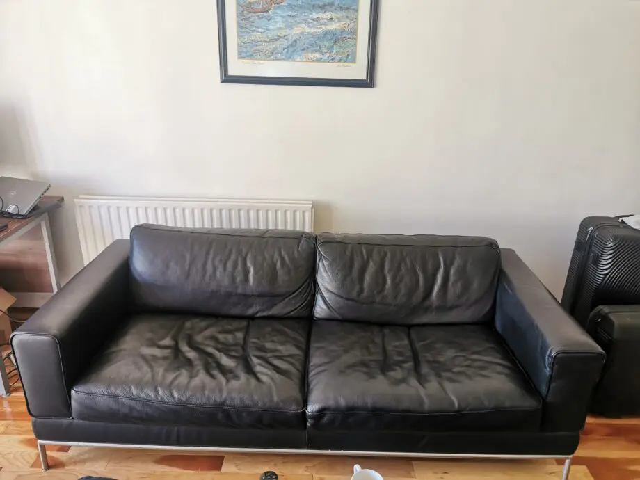 Black leather 3 seater