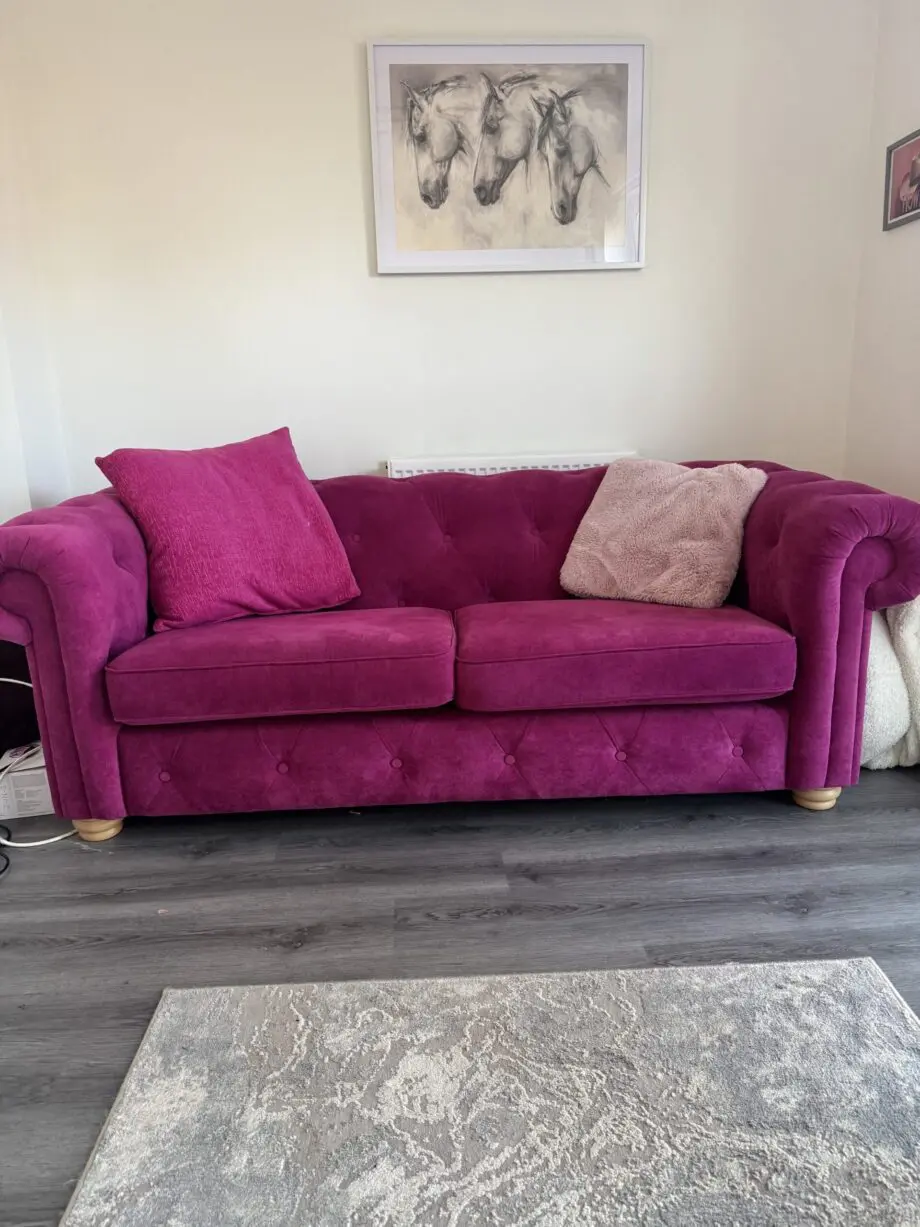DFS pink Belair 3 seater sofa