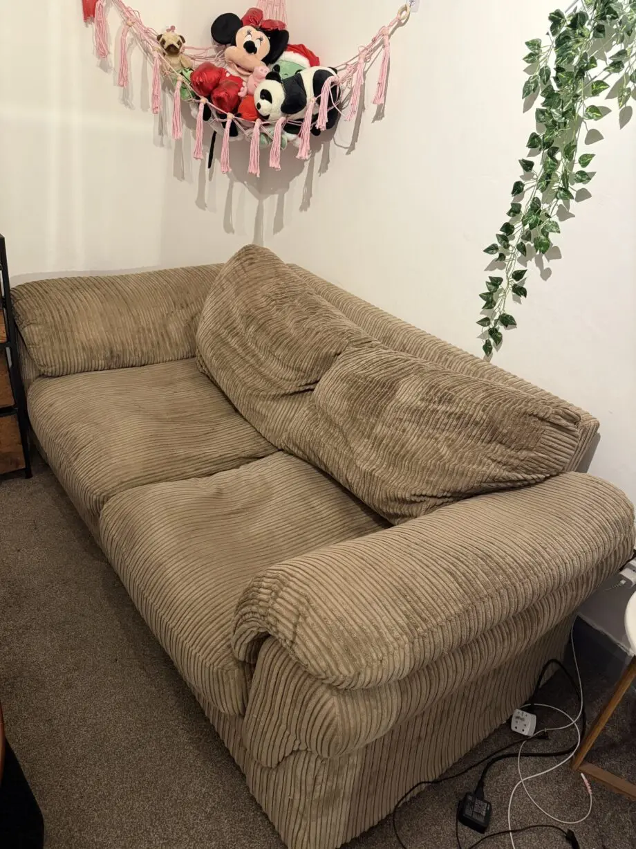 Beige/Brown two seater sofa