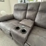 DFS Dark Brown 3 & 2 seater recliner sofas with footstool