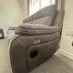 DFS Dark Brown 3 & 2 seater recliner sofas with footstool