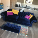 Bespoke blue velvet chesterfield