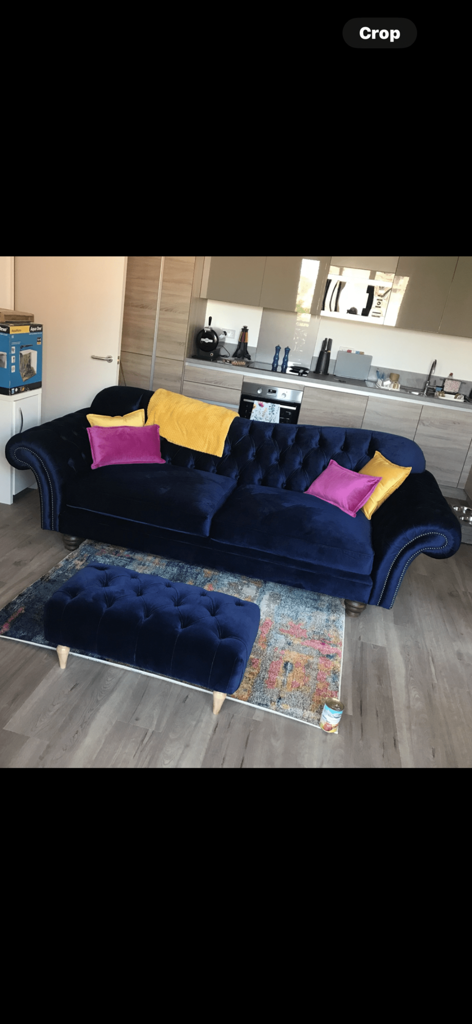 Bespoke blue velvet chesterfield