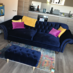 Bespoke blue velvet chesterfield