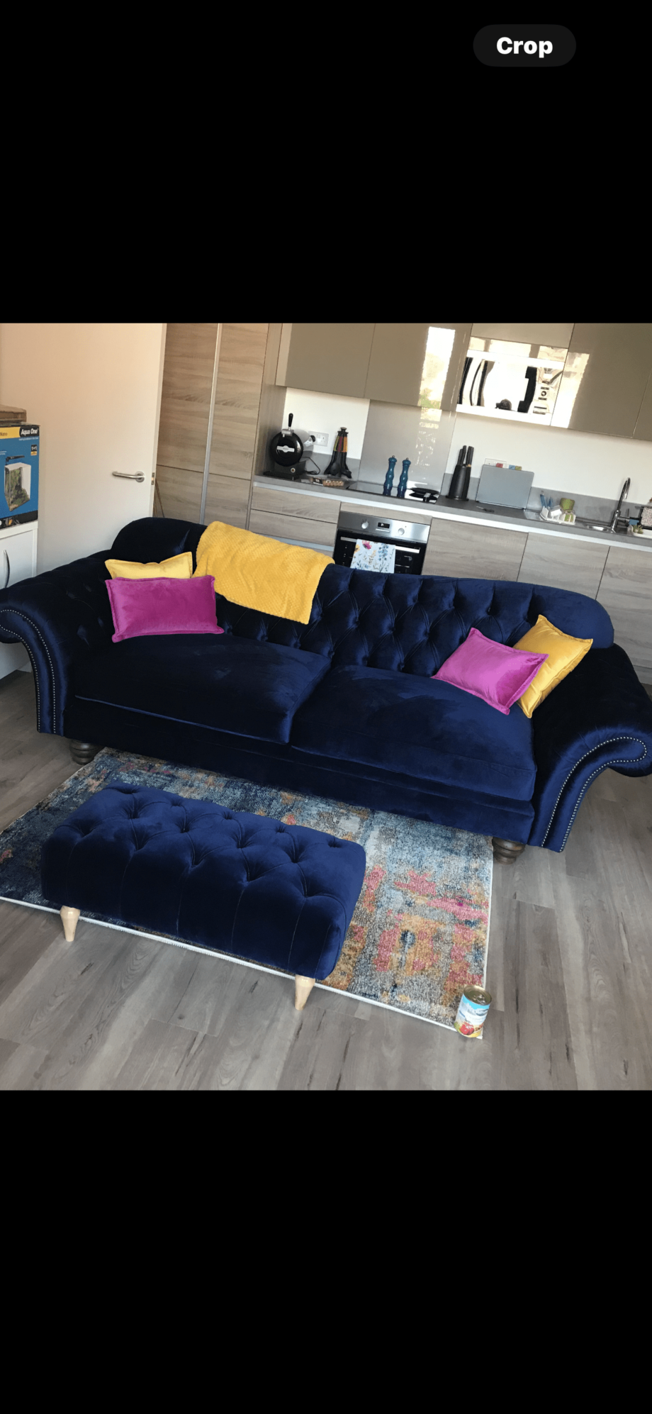 Bespoke blue velvet chesterfield