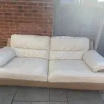 DFS Leather 3 Seater Cream Sofa
