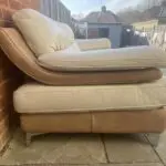 DFS Leather 3 Seater Cream Sofa
