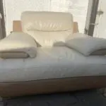 DFS Leather Cream Arm Chair